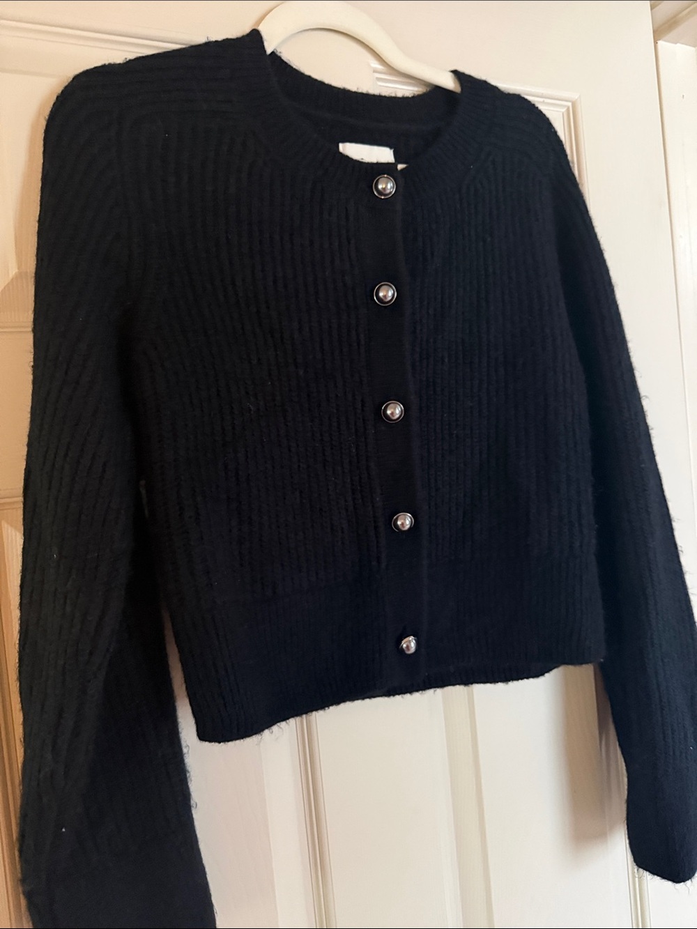 Abercrombie & Fitch Black Ribbed Button-Front Cardigan - Picture 2 of 8